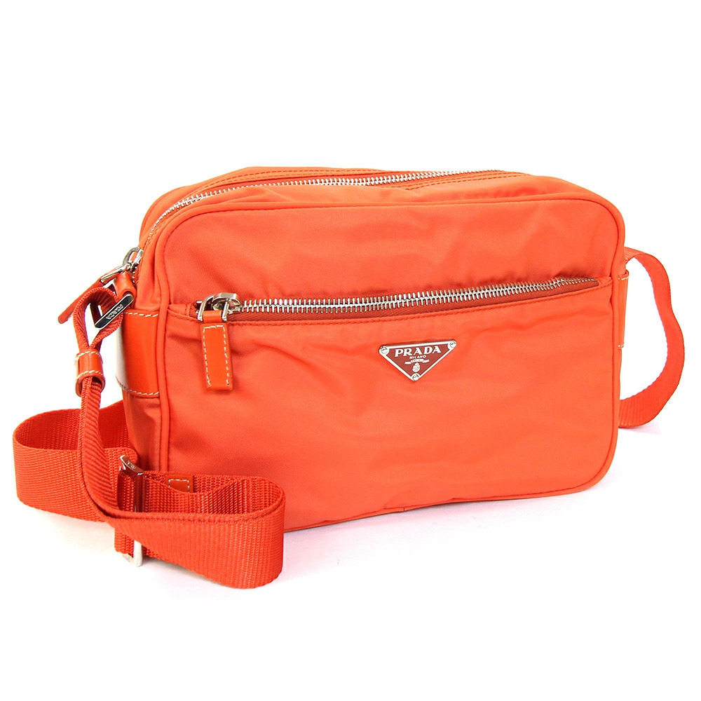 Prada shoulder bag orange leather cross Body Belt Bum Crossbody Clutch